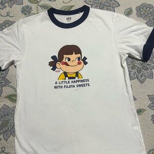 Uniqlo White Tee with Fujya Sweets Design